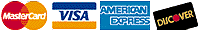Visa, MasterCard, American Express, Discover, PayPal